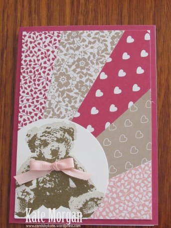 Love Blooms Baby Bear Sunburst Feminine handmade card #stampinup, DIY, @cardsbykate #stampinupaustralia