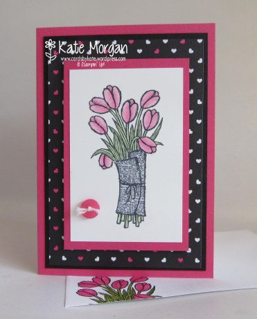 Pop of Pink, Love is Kindness, Tulips Handmade card #stampinup @cardsbykate DIY