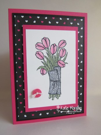 Pop of Pink, Love is Kindness, Tulips Handmade card #stampinup @cardsbykate