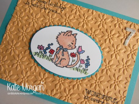 Pretty Kitty & Little Numbers, Handmade Birthday Card 7 Copic, Ovals Framelits DIY #stampinup @CardsbyKate