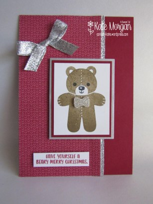Teddy Bear Cookie Cutter Christmas, #stampinup Holiday Catalogue 2016 @cardsbykate DIY