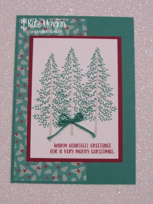 Thoughtful Branches Christmas card, Presents &amp; Pinecones DSP #stampinup DIY @cardsbykatemorgan