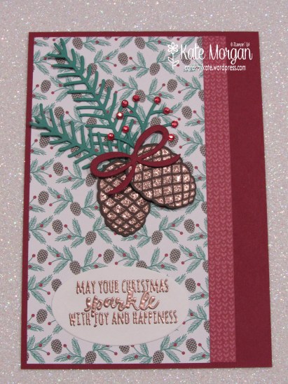 Christmas Pines, Presents &amp; Pinecones DSP, Copper, #stampinup Holiday Catalogue 2016, DIY, @cardsbykate