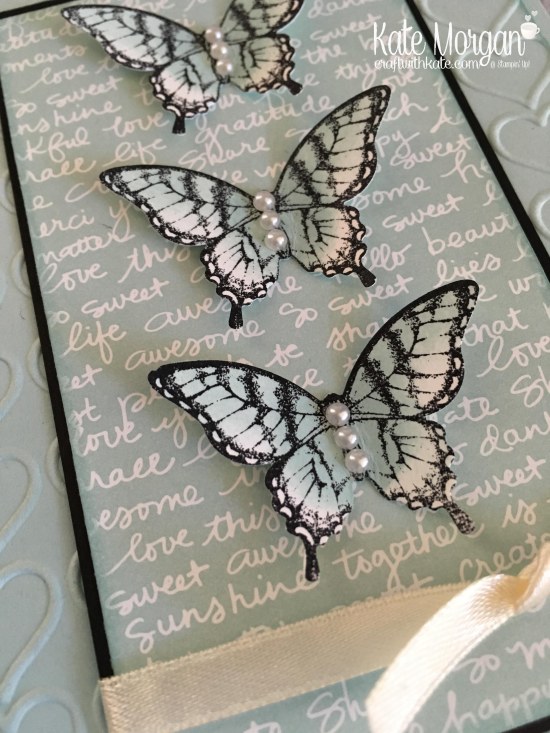 Butterfly Card using Stampin Up Papillon Potpourri, Elegant Butterfly punch, Subtles DSP, Happy Heart TIEF by Kate Morgan, Independent Demonstrator Melbourne. 2017