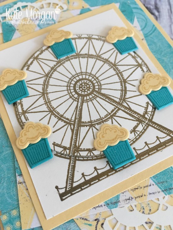 Carousel Birthday Card using Stampin Up Cupcakes & Carousel Birthday DSP, Up & Away thinlits by Kate Morgan, Independent Demonstrator Melbourne. #Occasions2017 3D Embossed
