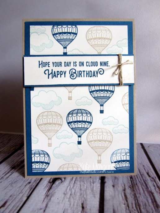 Lift Me Up Hot Air Balloons Masculine card by Kate Morgan, Independent Stampin' Up! demonstrator, Australia. Occasions 2017