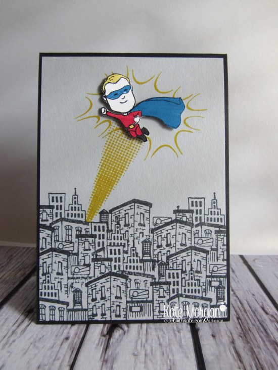 Masking Technique using Stampin Ups Everyday Hero Superman Masculine card by Kate Morgan Independent Demonstrator Australia