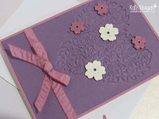 Faux Embossing with Bloomin Heart Thinlits by Kate Morgan, Independent Demonstrator, #stampinup DIY