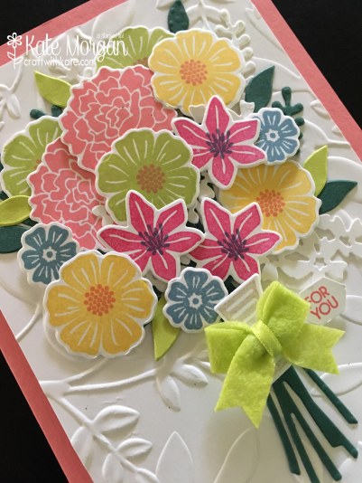 Beautiful 3D Posy card using Beautiful Bouquet Bundle by Kate Morgan, Independent Stampin' Up! Demostrator, Australia angle