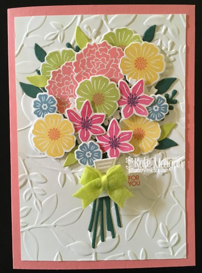 Beautiful 3D Posy card using Beautiful Bouquet Bundle by Kate Morgan, Independent Stampin' Up! Demostrator, Australia