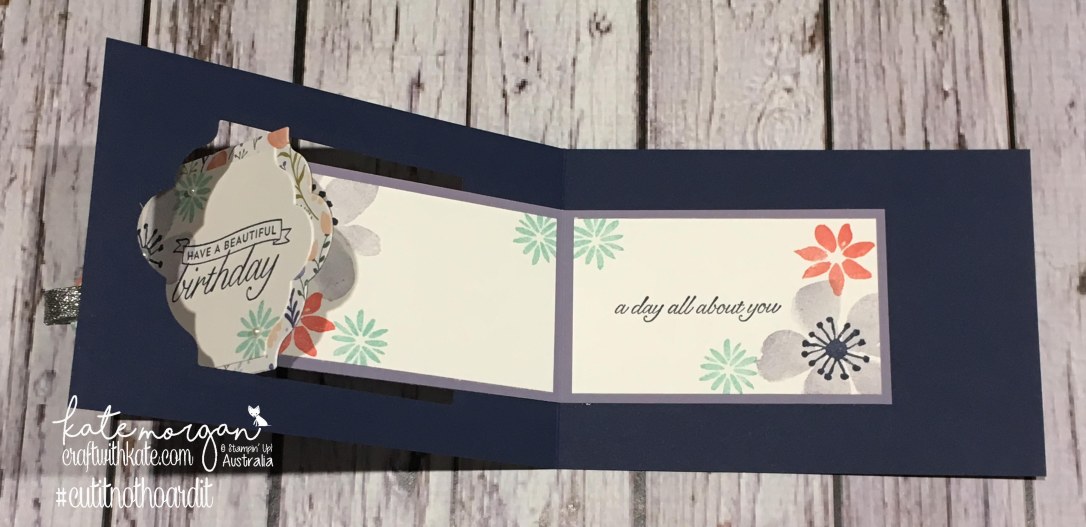 Fancy Fold Card using Stampin' Up!s Blooms &amp; Wishes stamp set, Birthday Blossoms stamp set &amp; Delightful Daisy DSP by Kate Morgan, Independent Demonstrator Australia DIY