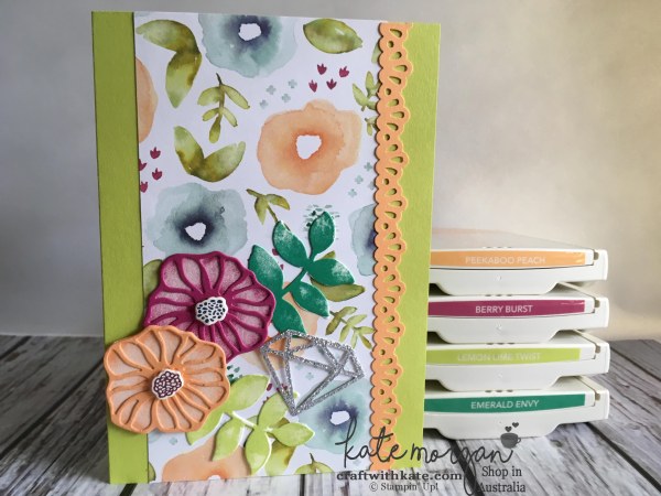 Handmade Feminine card using Stampin Ups Oh So Eclectic by Kate Morgan, Independent Demonstrator, Australia