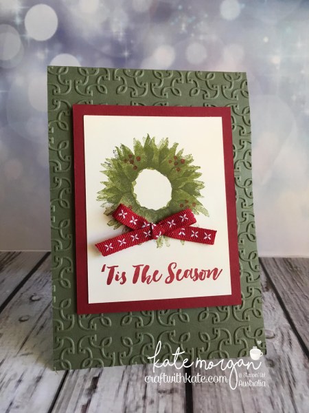 Christmas card using Stampin Up Painted Harvest &amp; Christmas Pines, by Kate Morgan, Independent Demonstrator, Australia. Fancy #makeacardsendacard