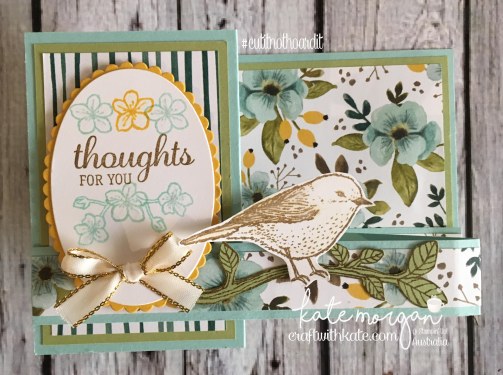 FREE Tutorial for Double Z Fold using Whole Lot of Lovely DSP &amp; Best Birds stamp set by Kate Morgan, Independent Demostrator, Australia. #Stampinup #makeacardsendacard Fancy Folds closed