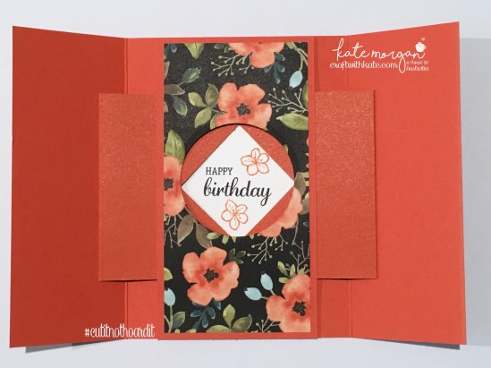 Free Tutorial on my blog for this A5 Gatefold Shutter Card in Australian measurements, by Kate Morgan, Independent Demonstrator. Fancy Fold card using Whole Lot of Lovely DSP #stampinup