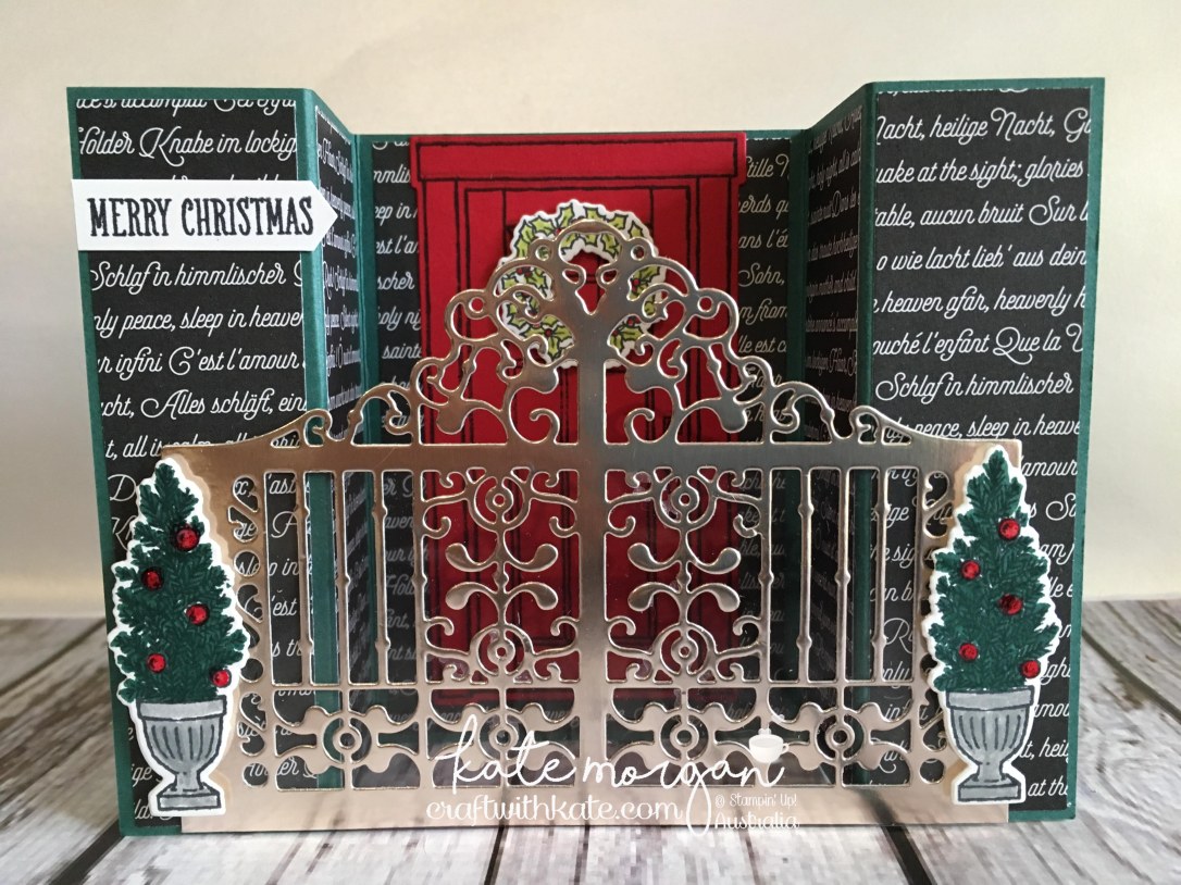 Heart of Christmas Inspiration Bridge Fold card with TUTORIAL using Stampin Up At Home with You & Detailed Gate thinlits die by Kate Morgan, Independent Demonstrator, Australia. DIY #cutitnothoardit #stampinup.JPG