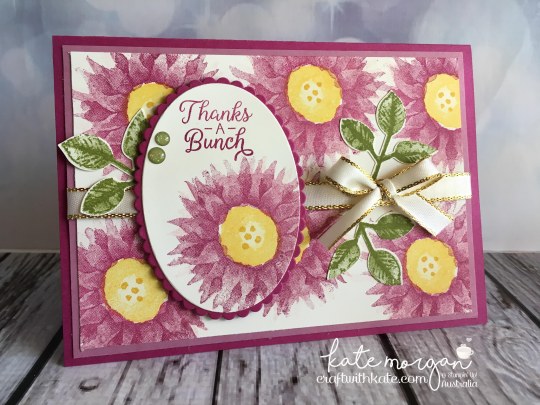 Thanks a bunch card using Stampin Up Painted Harvest, by Kate Morgan, Independent Demonstrator, Australia. #makeacardsendacard pinks