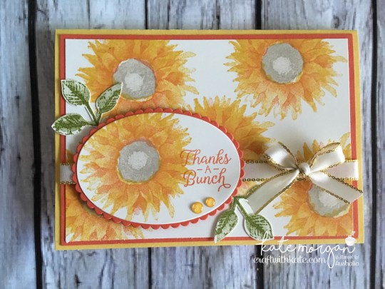 Thanks a bunch card using Stampin Up Painted Harvest, by Kate Morgan, Independent Demonstrator, Australia. #makeacardsendacard yellows