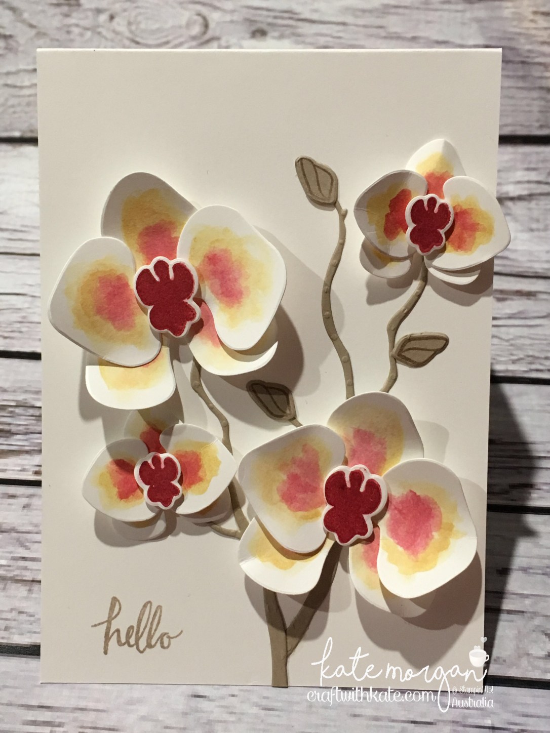 Watercolour Climbing Orchid card by Kate Morgan Stampin Up Demonstrator, Australia