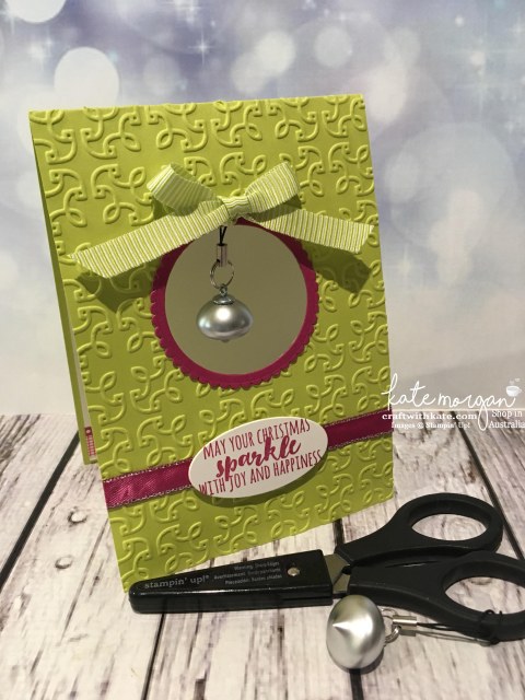 Christmas Card with Scissor Bling using Stampin Up Mini Ornaments Embellishments by Kate Morgan, Independent Demonstrator, Australia DIY