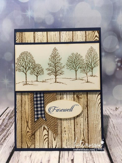 Masculine Farewell card using Stampin Up Lovely as a Tree, & Hardwood stamp with sponging by Kate Morgan, Independent Demonstrator, Australia #stampinup
