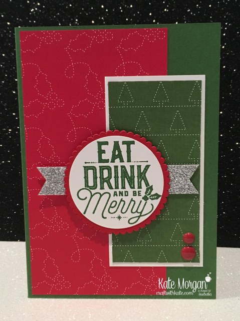 Christmas card using Stampin Ups Merry Little Labels & Quilted Christmas DSP by Kate Morgan, Independent Demonstrator, Australia. DIY.