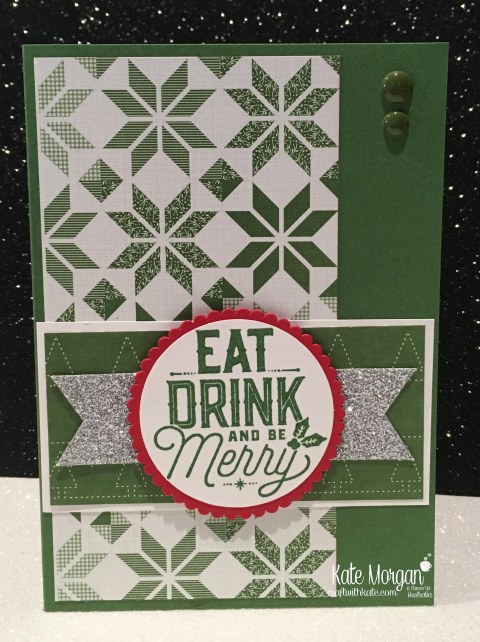 Christmas card using Stampin Ups Merry Little Labels & Quilted Christmas DSP by Kate Morgan, Independent Demonstrator, Australia DIY