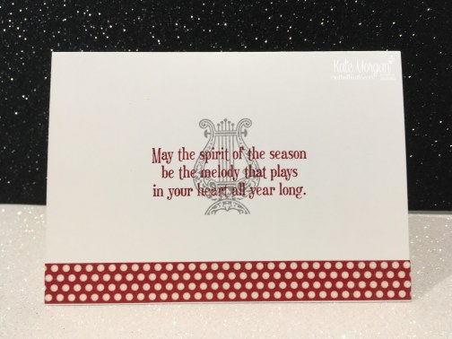 Christmas card using Stampin Ups Musical Season Bundle &amp; Merry Music DSP by Kate Morgan, Independent Demonstrator, Australia. inside
