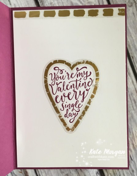 Valentine's Day card usingstampin Up Sure Do Love You bundle, Occasions 2018 by Kate Morgan, Independent Demonstrator, Australia inside
