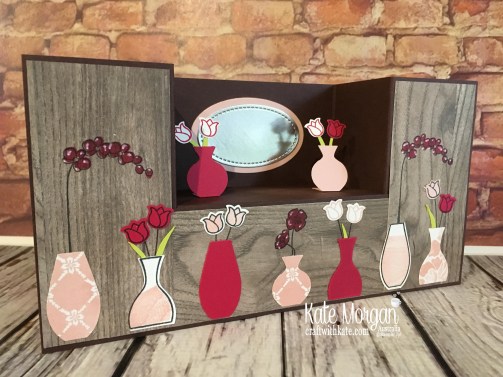 Bench Fold card using Stampin Up Vivid Vases by Kate Morgan, Australia