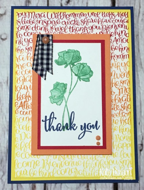 2018 In Color Blog Hop Handwritten Love What You Do Thank You card Stampin Up Annual catalogue by Kate Morgan Australia