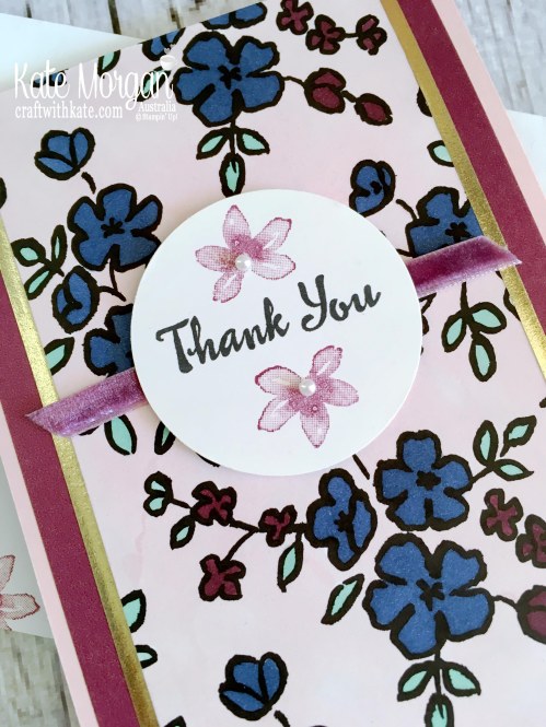 Thank you card using Stampin Up Petal Palette 2018 by Kate Morgan, Australia