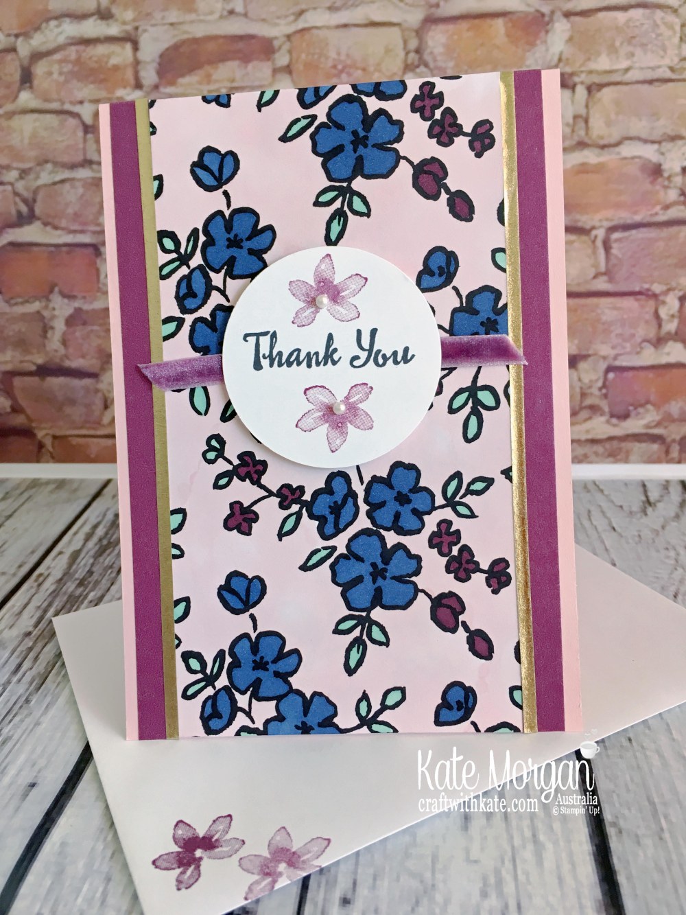 Thank you card using Stampin Up Petal Palette by Kate Morgan, Australia 2018.JPG