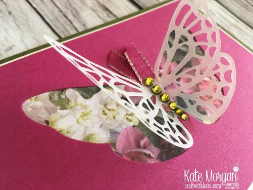 Springtime  Impressions, Petal Promenade DSP Stampin Up 2018 Butterfly by Kate Morgan Australia.