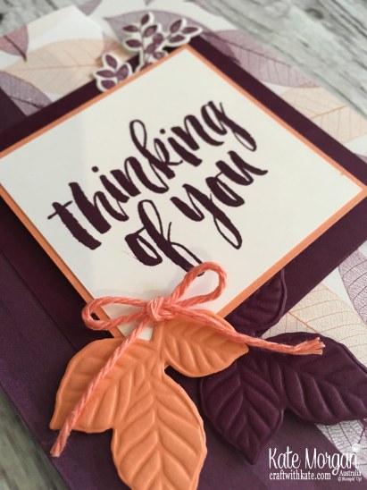 Fun Fold card using Nature's Poem DSP, Rooted in Nature Stampin Up Thinking of You by Kate Morgan, Australia 2018.