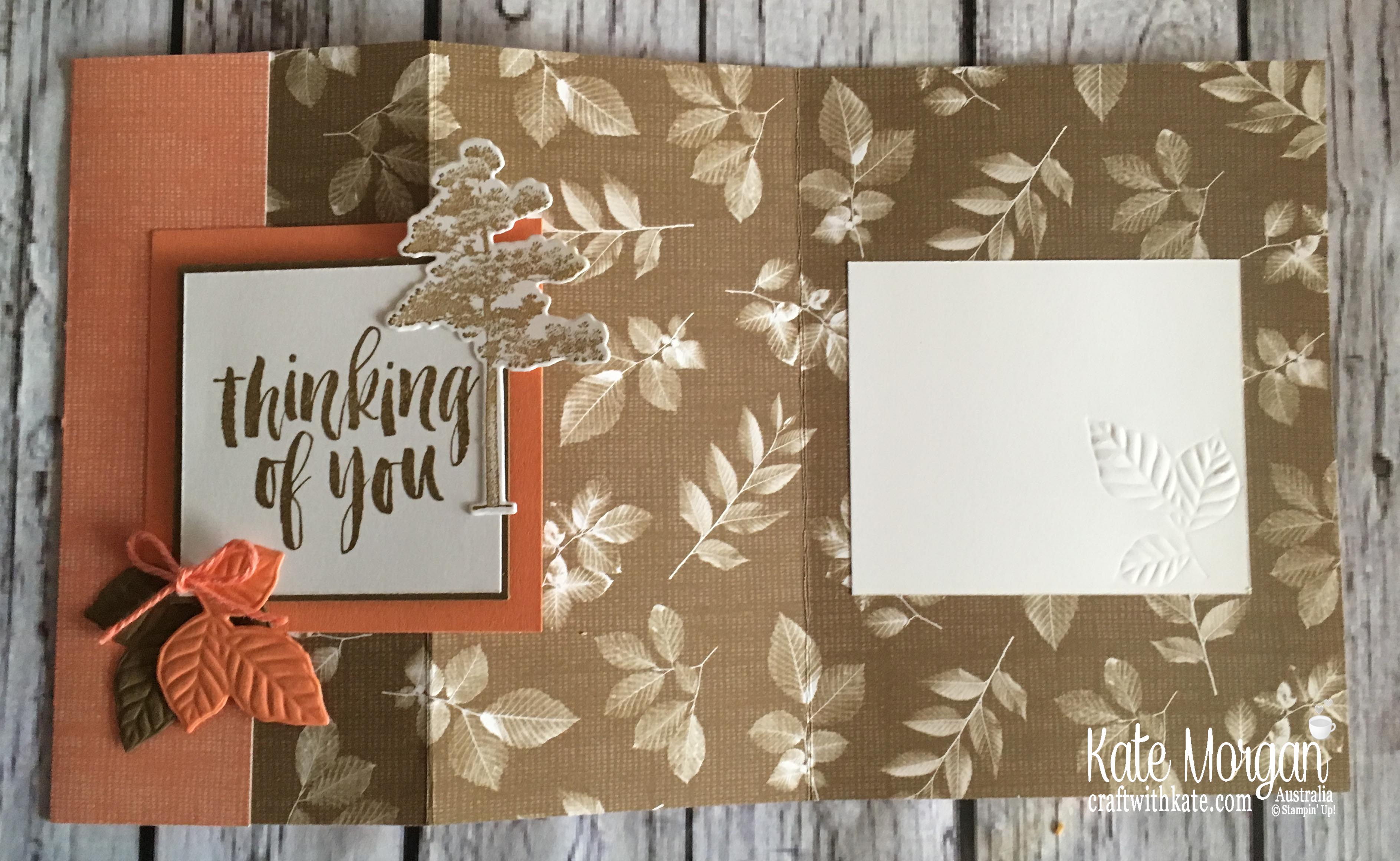 Fun Fold Nature's Poem DSP, Rooted in Nature Stampin Up Thinking of You Card by Kate Morgan, Australia 2018.