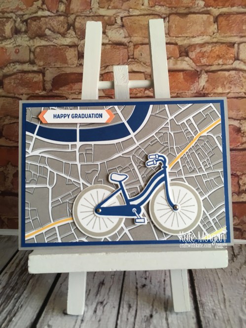 Graduation card using Stampin Up 2018 Bike Ride, Best Route DSP by Kate Morgan Australia F