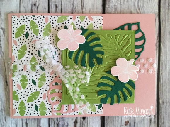 Tropical Chic card using Stampin Up 2018 Tropical Escape DSP by Kate Morgan Australia Hawaii.jpg
