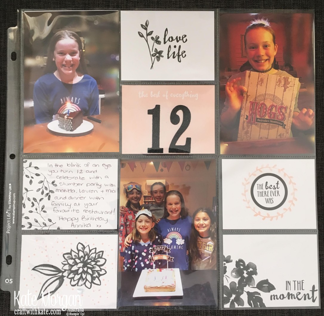 Memory Keeping 12th Birthday Project Life 12x12 by Kate Morgan, Stampin Up Australia 2018.JPG
