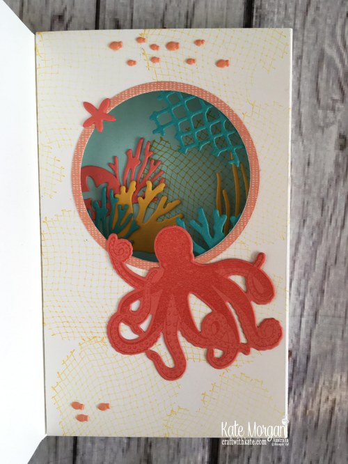 Wonderful Adventure Diaorama card using Stampin Up Sea of Textures by Kate Morgan, Australia.