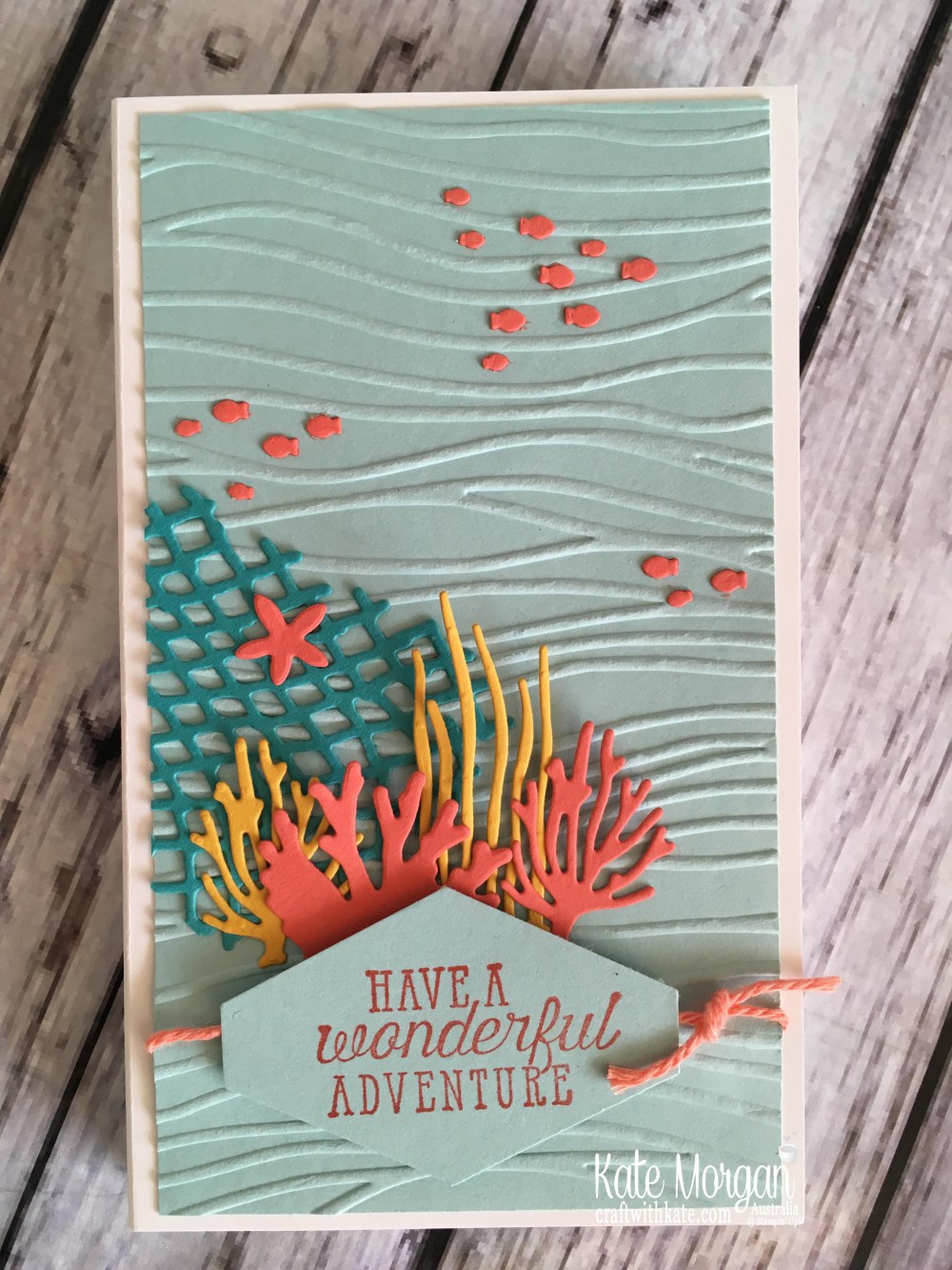 Wonderful Adventure Diaorama card using Stampin Up Sea of Textures by Kate Morgan, Australia.JPG