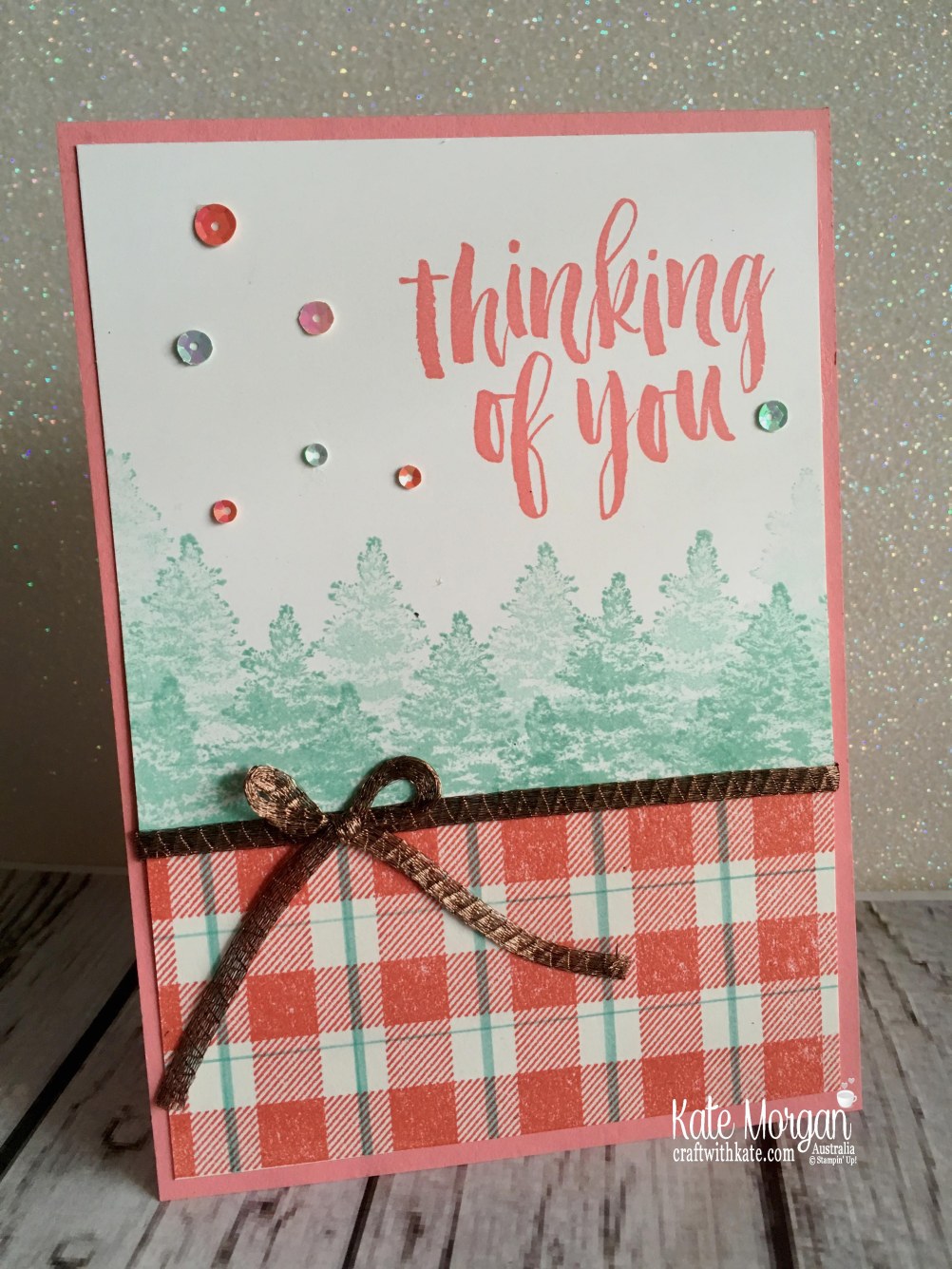 Colour Creations Blog Hop using Flirty Flamingo, Buffalo Check & Rooted in Nature by Kate Morgan, Stampin Up, Australia..JPG