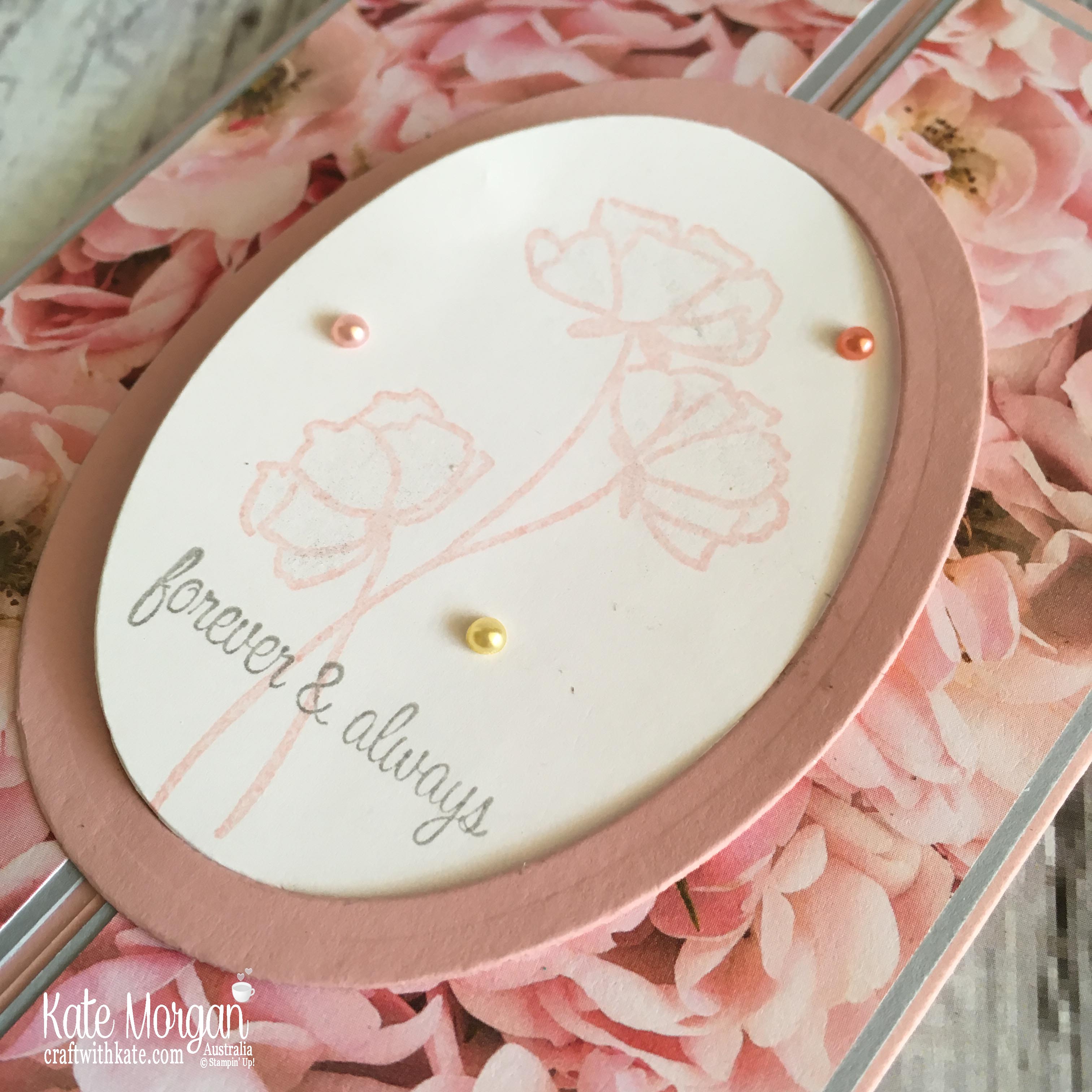 Interlocking Gatefold Card using Stampin Up Love What You do Petal Parade by Kate Morgan Australia 2018.