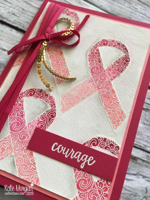 Blog Hop- Pink! Ribbon of Courage Watercolouring Stampin Up by Kate Morgan Australia 2018.