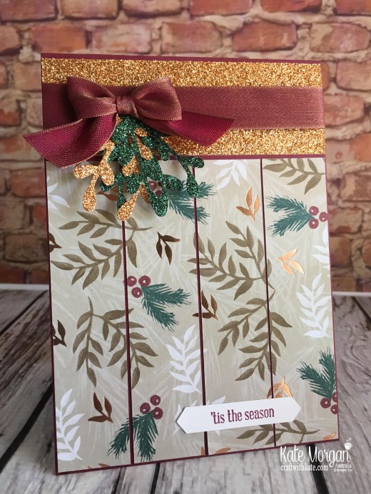 Joyous Noel DSP & Glimmer handmade card by Kate Morgan, Stampin Up Australia Holiday catalogue 2018