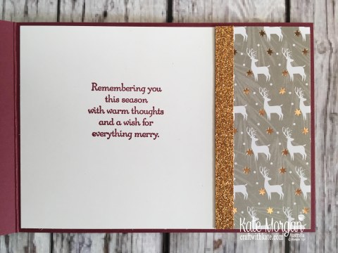 Dry Embossed Christmas Card using Stampin Up Dashing Deer & Joyous Noel by Kate Morgan Australia Christmas 2018 inside