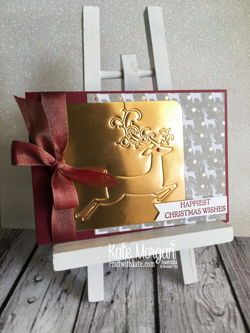 Dry Embossed Christmas Card using Stampin Up Dashing Deer & Joyous Noel by Kate Morgan Australia Christmas 2018..JPG