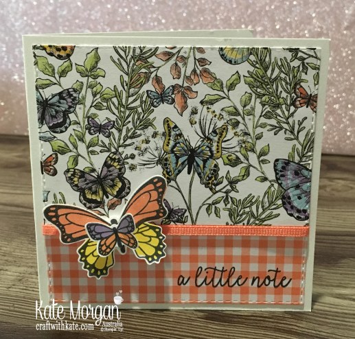Butterfly Gala, Gingham Gala DSP Stampin Up Occasions Saleabration Square card by Kate Morgan, Australia 2019
