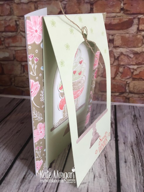 Hello Cupcake Window Card, All My Love DSP Saleabration 2019 by Kate Morgan Stampin Up Australia side