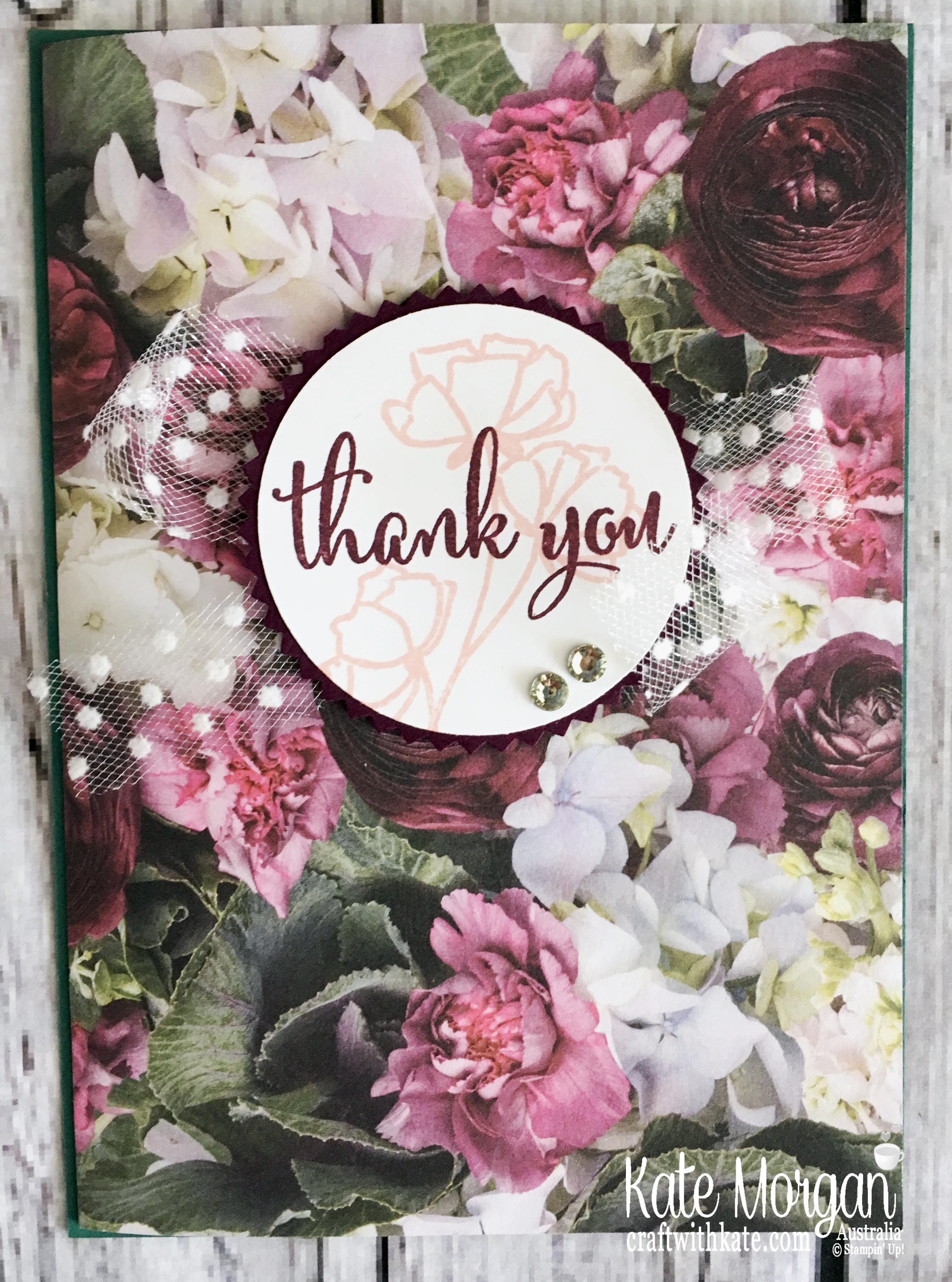 Love What You Do ith Petal Promenade Thank You Fancy Fold card by Kate Morgan Stampin Up Australia 2019